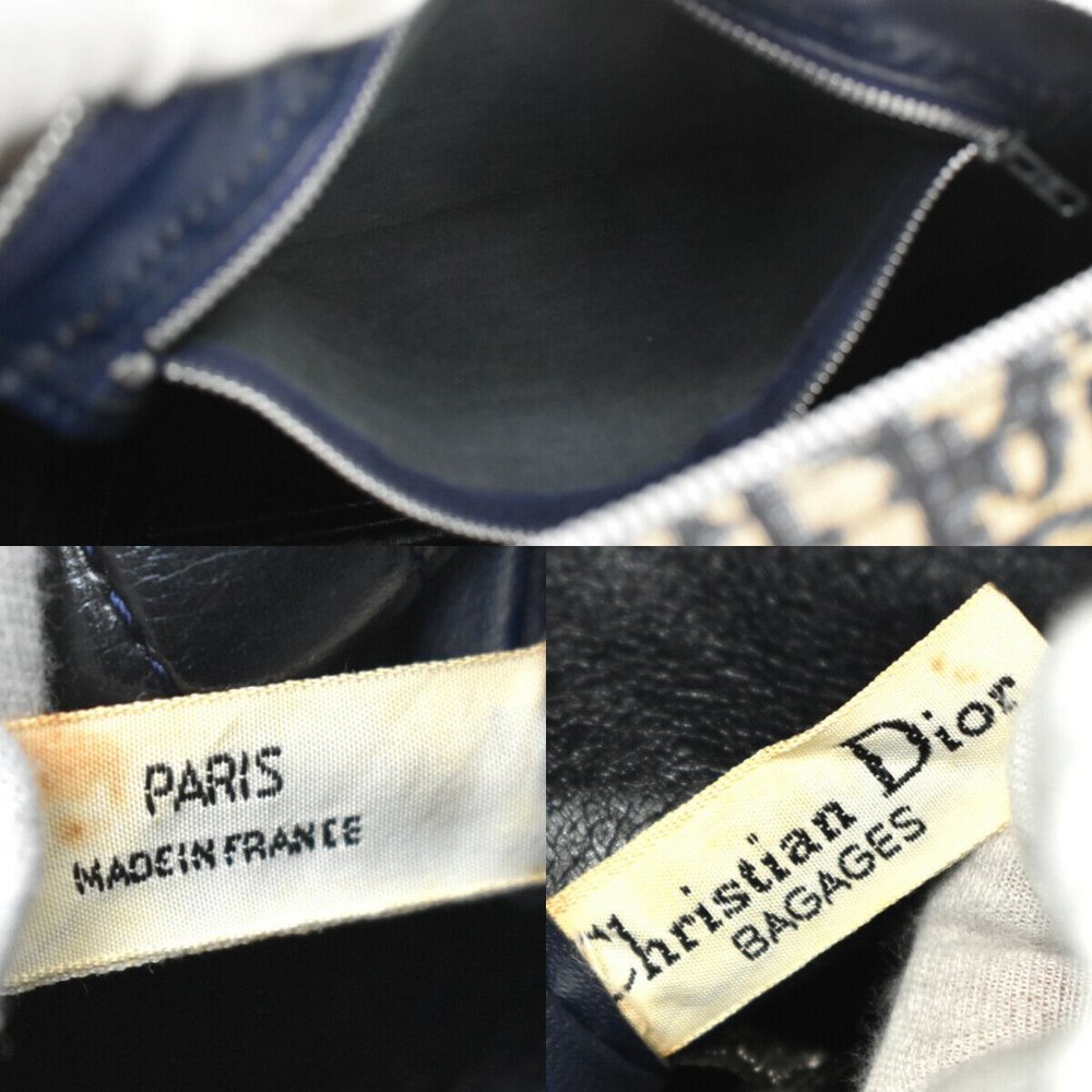 Christian Dior Trotter Pattern Hand Bag Canvas Le - Picture 10 of 10
